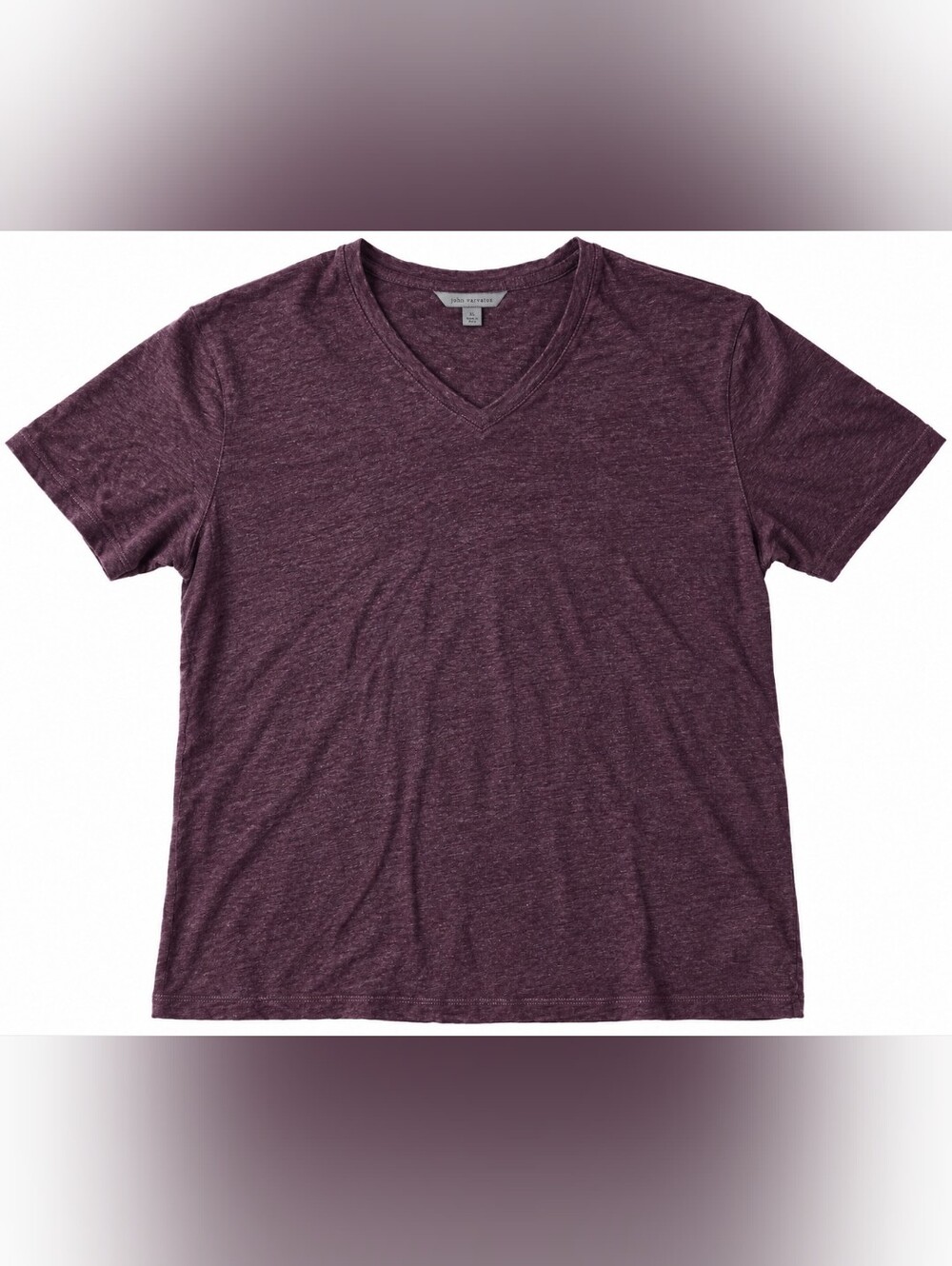 John Varvatos Wooster Plum Purple V-neck Linen Tee Large